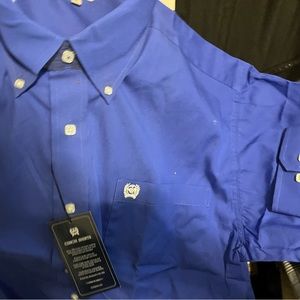 Cinch new with tags size small button down shirt royal blue